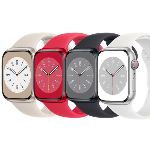 Apple Watch Series 8 viền nhôm gồm 4 màu: Midnight, Starlight, Red, Silver